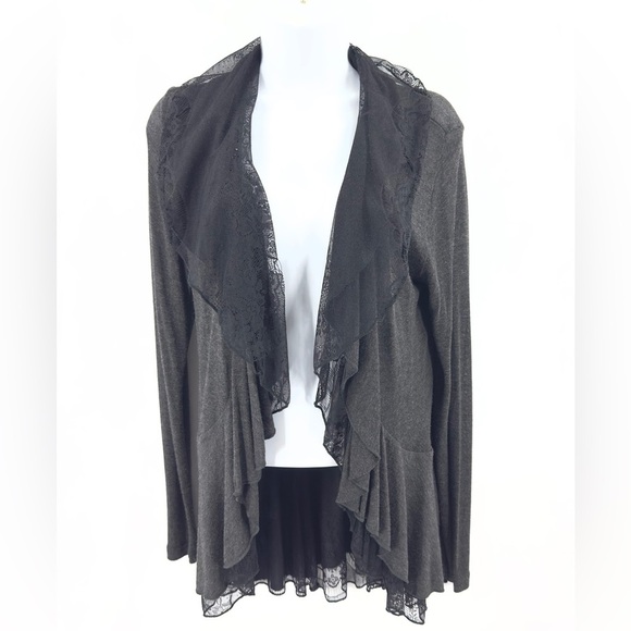 Vintage Cache Open Front Lace Drape Cardigan Womens Size M Gray Whimsigoth Fairy - Picture 10 of 10